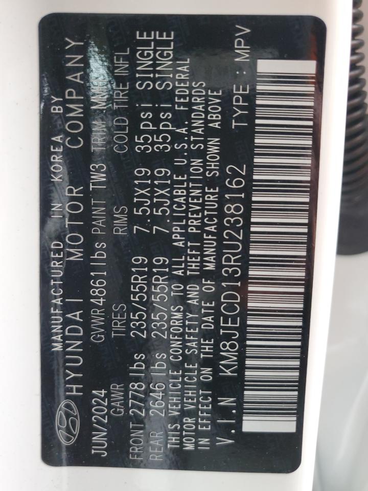 2024 Hyundai Tucson VIN KM8JECD13RU238162 Copart auction photo, rear end damage thumbnail 16