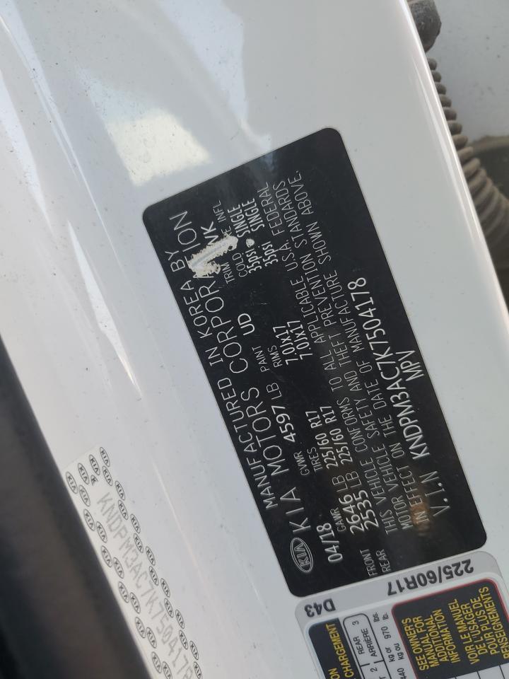 2019 KIA Sportage VIN KNDPM3AC7K7504178 Copart auction photo, all over damage thumbnail 12