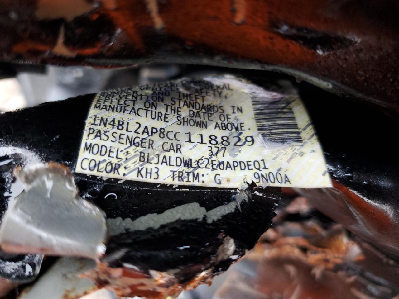 2012 Nissan Altima VIN 1N4BL2AP8CC118829 Copart auction photo, all over damage thumbnail 16