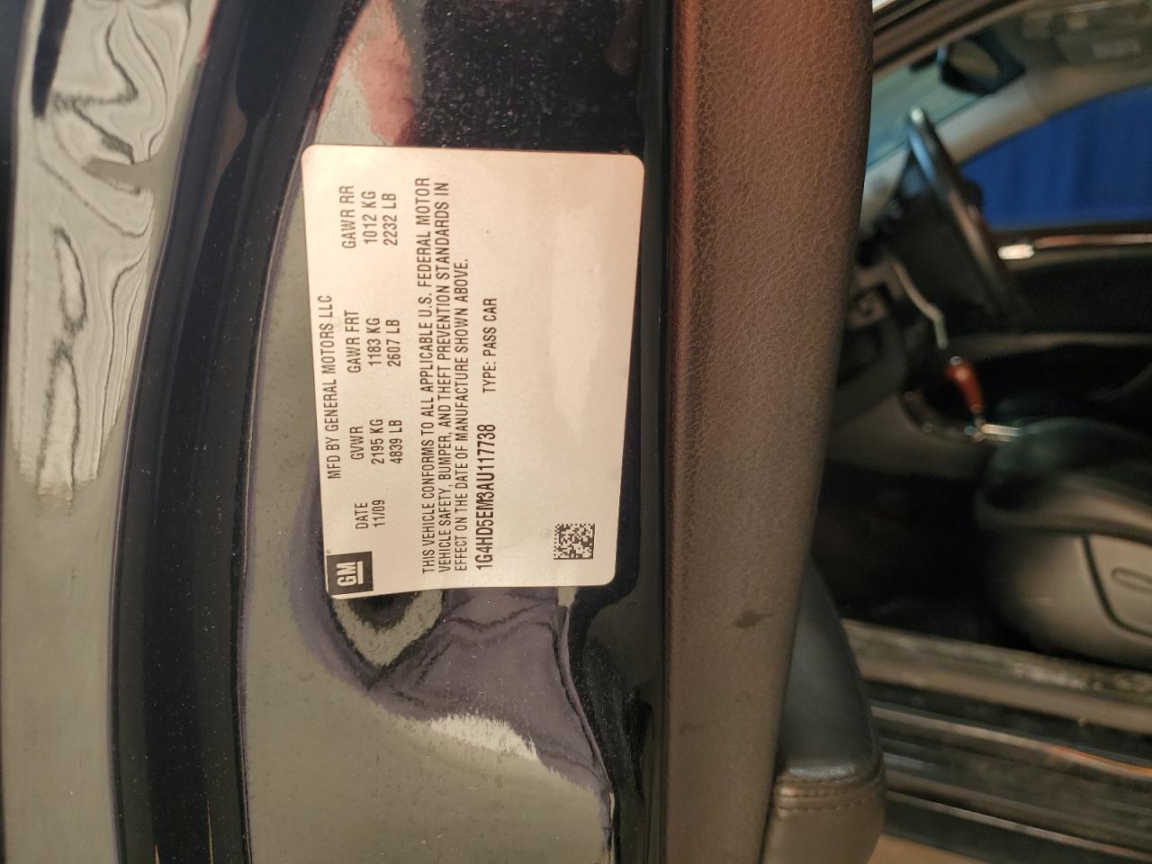 2010 Buick Lucerne VIN 1G4HD5EM3AU117738 Copart auction photo, front end damage thumbnail 12