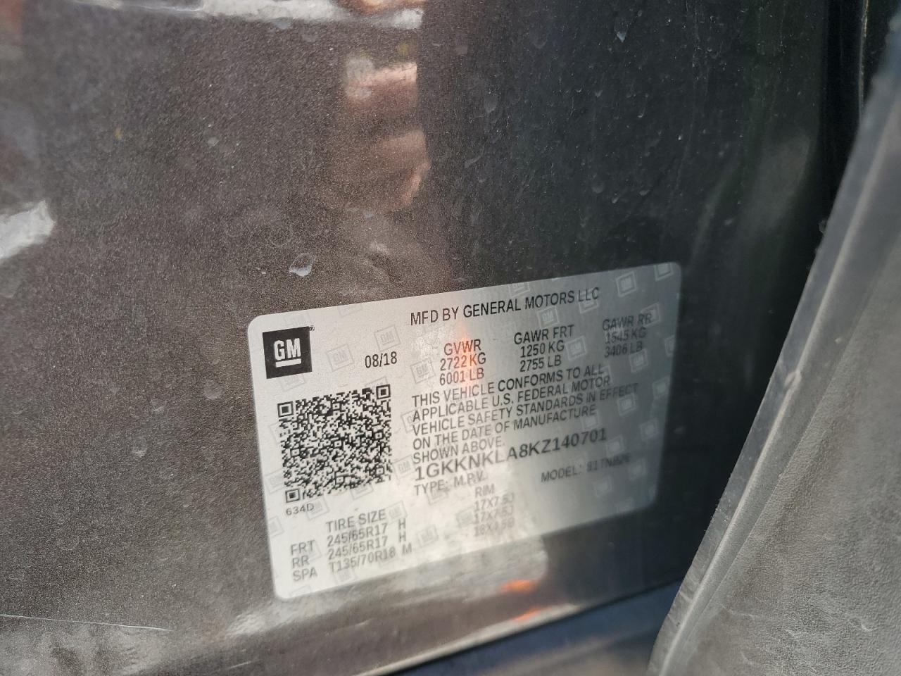 2019 GMC Acadia VIN 1GKKNKLA8KZ140701 Copart auction photo, rear end damage thumbnail 13
