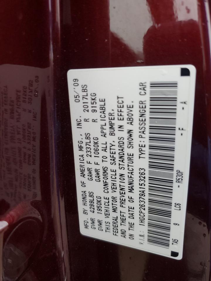 2009 Honda Accord VIN 1HGCP26379A153263 Copart auction photo, front end damage thumbnail 14