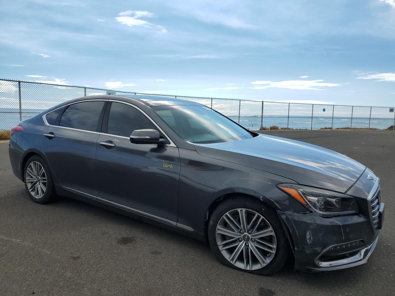 2018 Genesis G80 VIN KMHGN4JE2JU216049 Copart auction photo, front end damage thumbnail 4