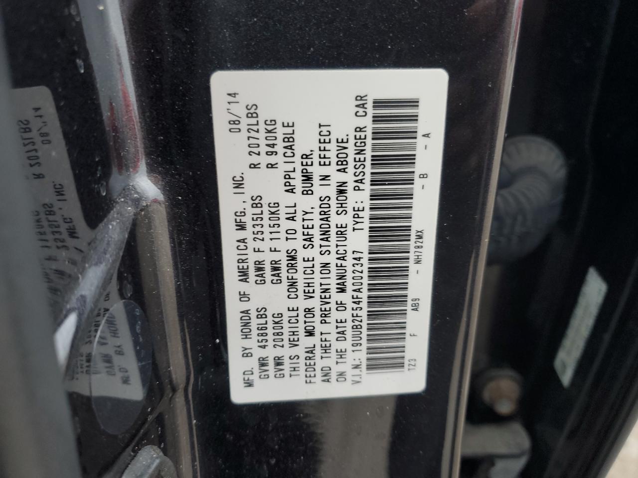 2015 Acura TLX VIN 19UUB2F54FA002347 Copart auction photo, side damage thumbnail 12
