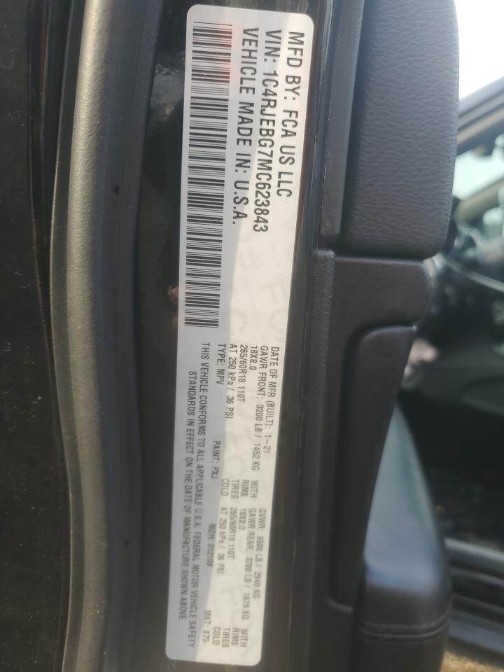 2021 Jeep Grand Cherokee VIN 1C4RJEBG7MC623843 Copart auction photo, front end damage thumbnail 15
