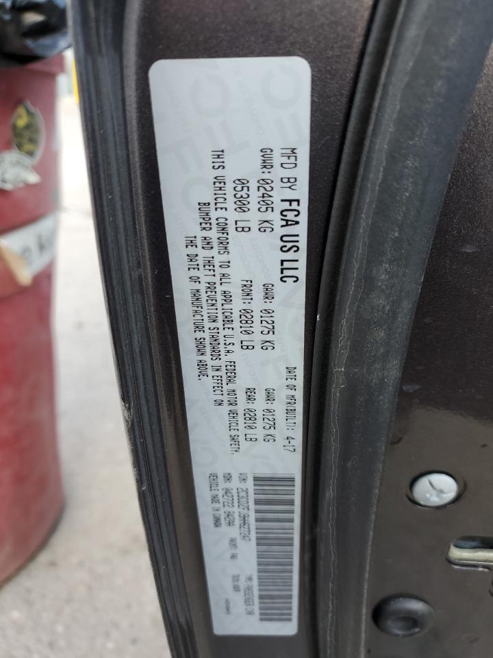 2017 Dodge Challenger VIN 2C3CDZFJ9HH627247 Copart auction photo, front end damage thumbnail 13