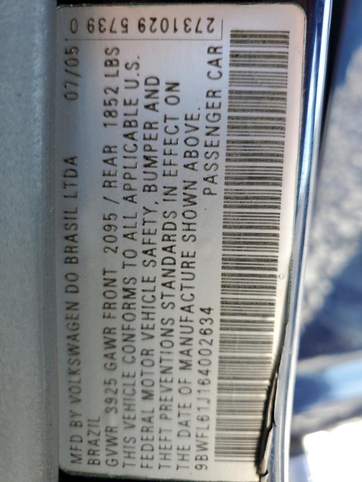 2006 Volkswagen Golf VIN 9BWFL61J164002634 Copart auction photo, front end / side damage thumbnail 14