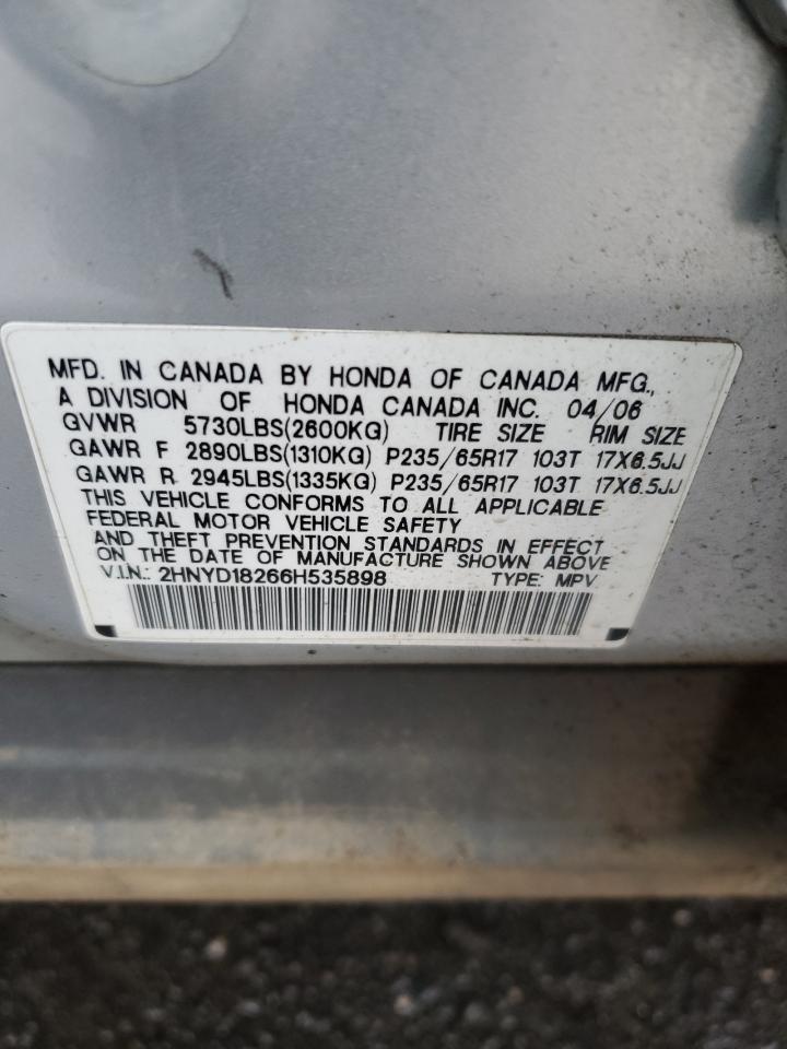 2006 Acura MDX VIN 2HNYD18266H535898 Copart auction photo, all over damage thumbnail 13