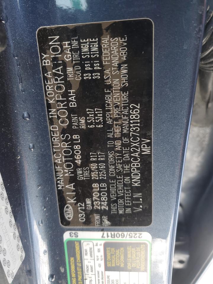 2012 KIA Sportage VIN KNDPBCA2XC7311862 Copart auction photo, mechanical damage thumbnail 13