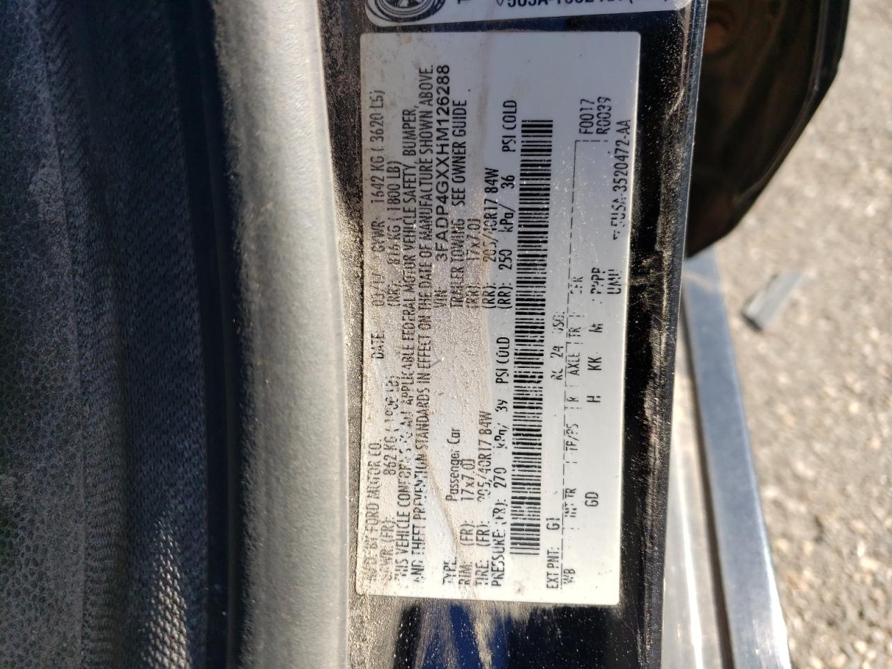 2017 Ford Fiesta VIN 3FADP4GXXHM126288 Copart auction photo, all over / hail damage thumbnail 14