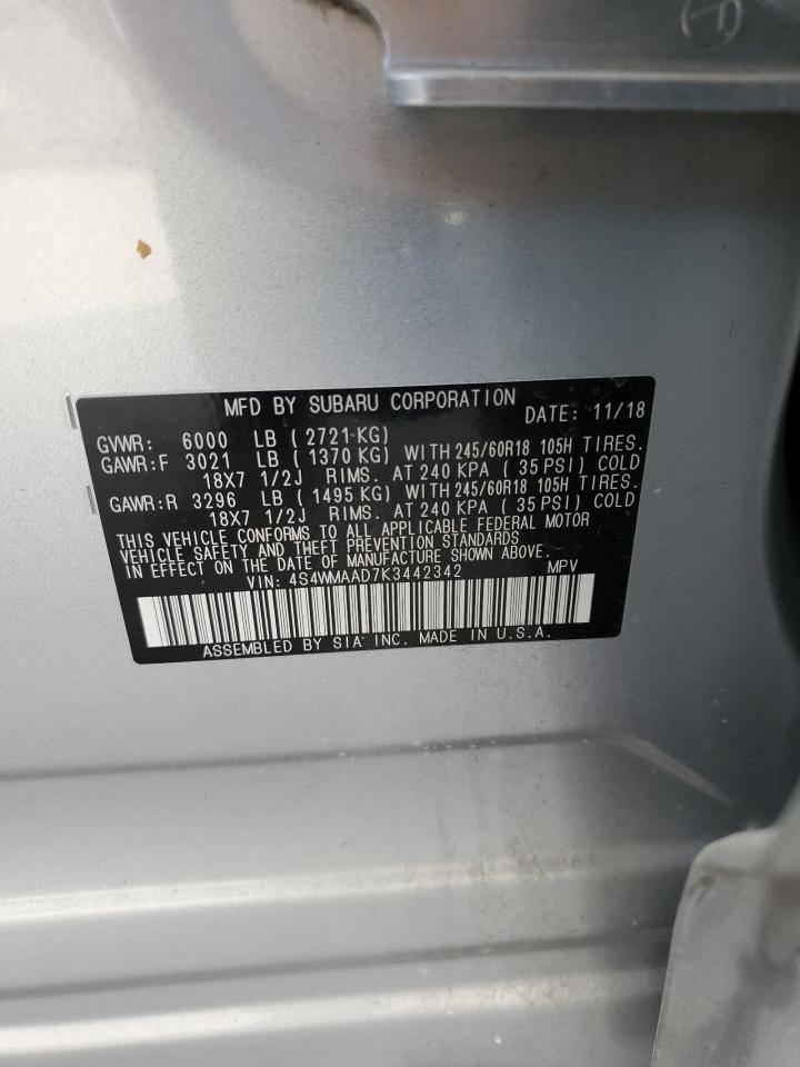 2019 Subaru Ascent VIN 4S4WMAAD7K3442342 Copart auction photo, front end damage thumbnail 14