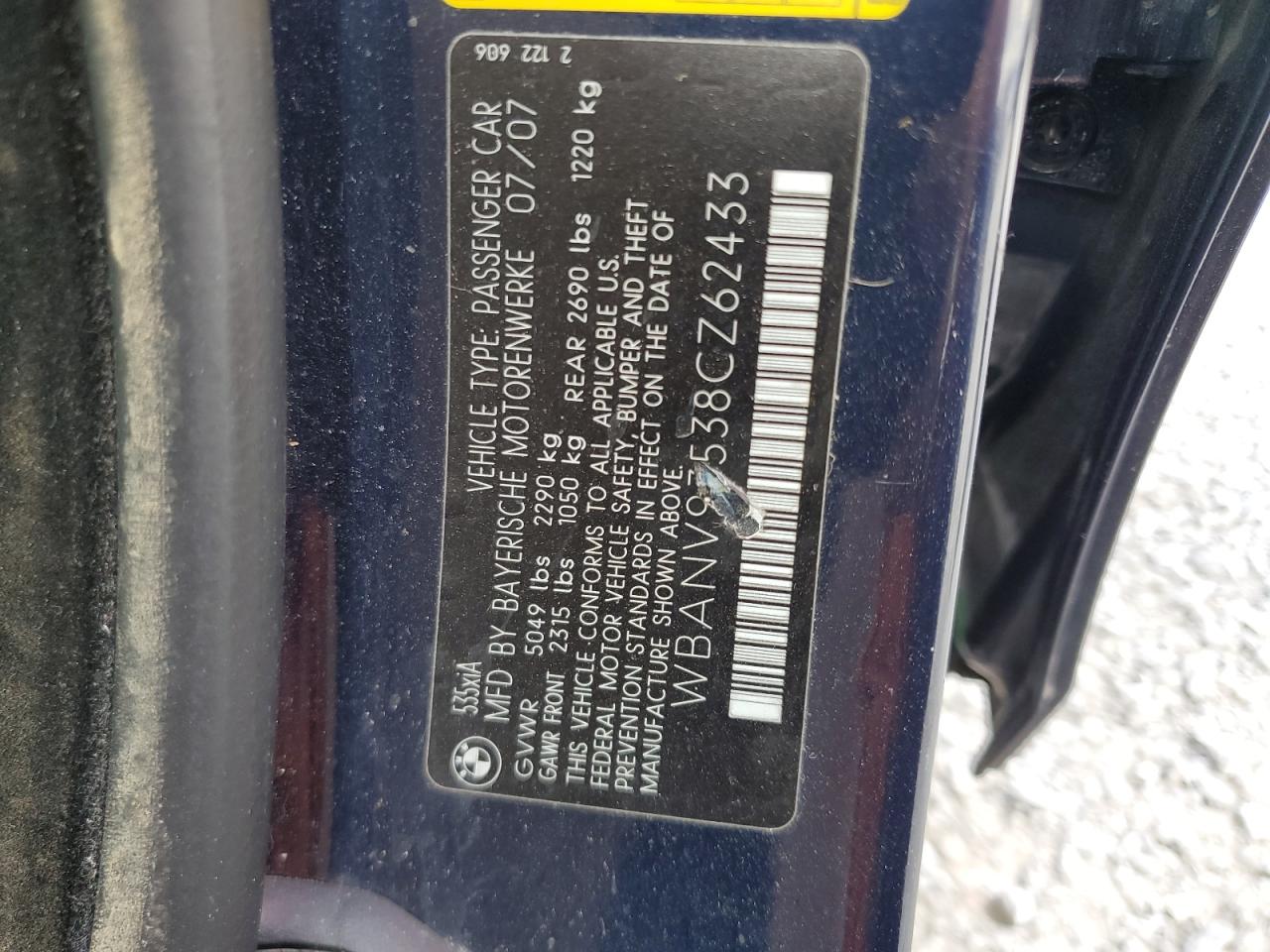 2008 BMW 5er VIN WBANV93538CZ62433 Copart auction photo, all over damage thumbnail 13