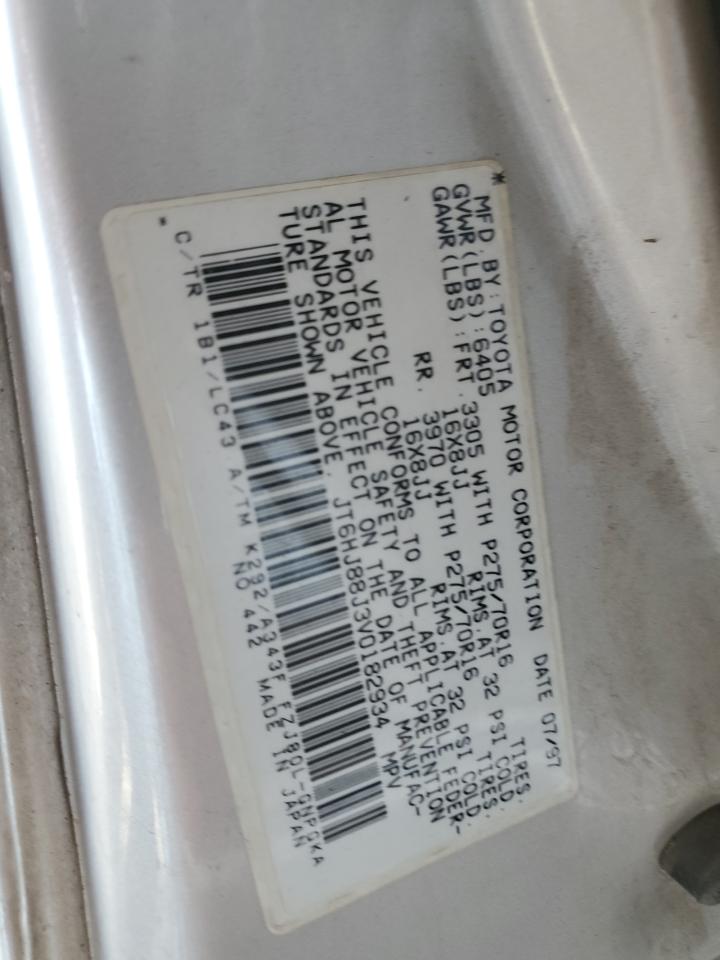 1997 Lexus LX VIN JT6HJ88J3V0182934 Copart auction photo, front end damage thumbnail 15