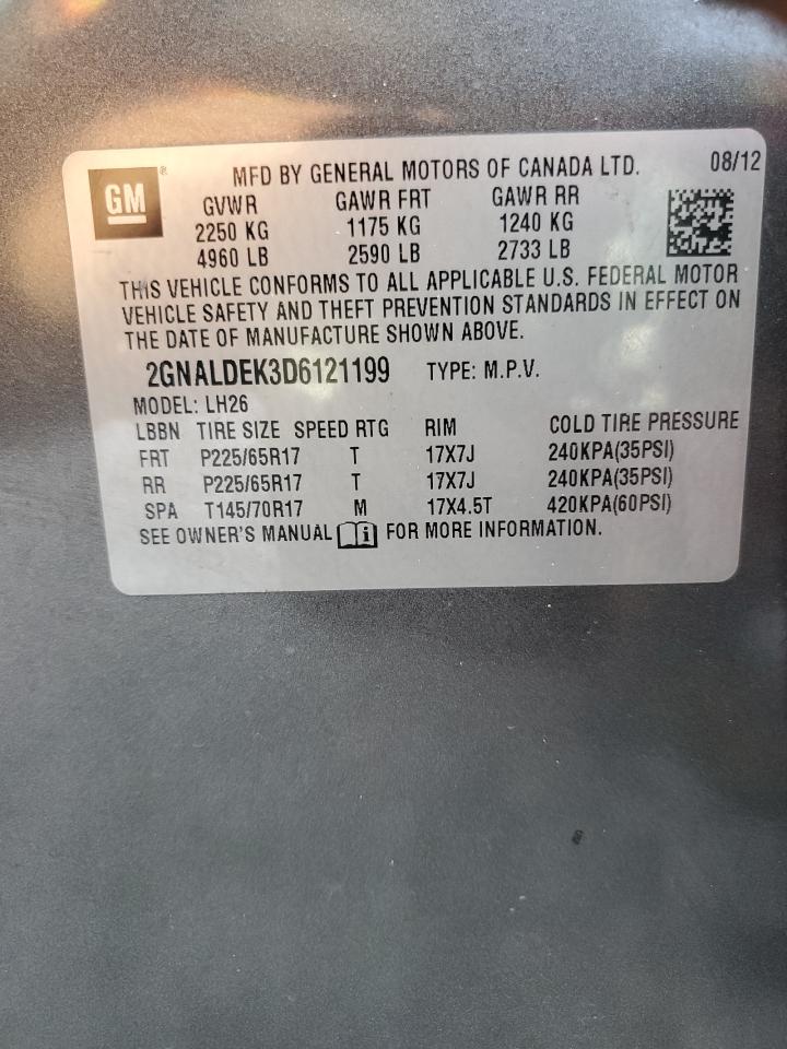 2013 Chevrolet Equinox VIN 2GNALDEK3D6121199 Copart auction photo, side / front end damage thumbnail 13