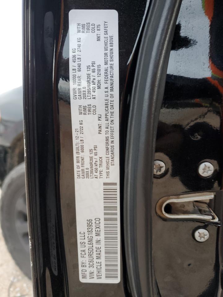 2022 RAM 2500 VIN 3C6UR5DL6NG183956 Copart auction photo, front end / minor dent/scratches damage thumbnail 14