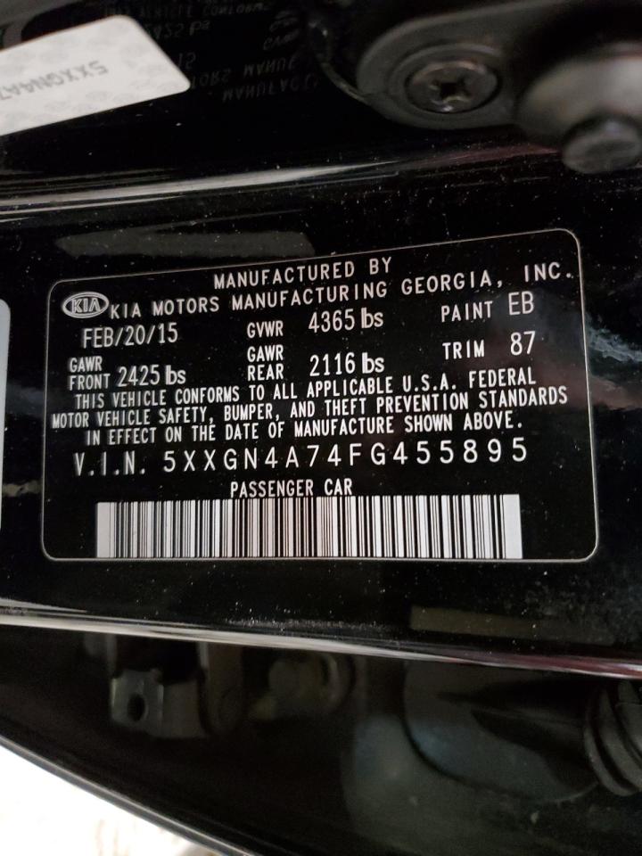 2015 KIA Optima VIN 5XXGN4A74FG455895 Copart auction photo, undercarriage / rear end damage thumbnail 12
