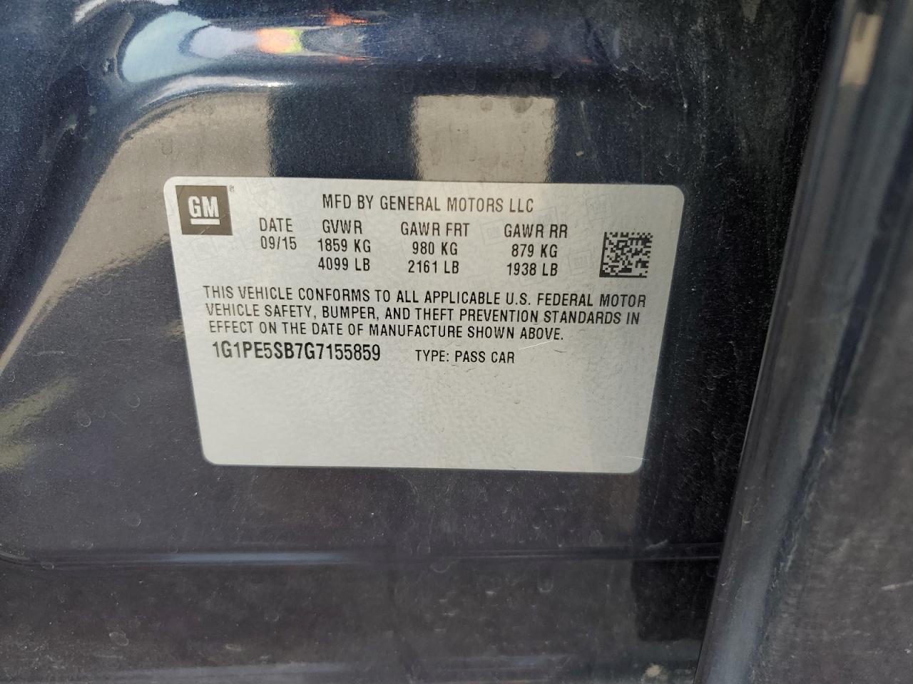 2016 Chevrolet Cruze VIN 1G1PE5SB7G7155859 Copart auction photo, front end damage thumbnail 12