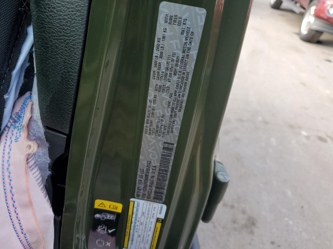 2021 Jeep Wrangler VIN 1C4HJXDN8MW558843 Copart auction photo, front end damage thumbnail 13
