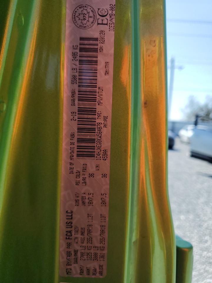 2019 Jeep Wrangler VIN 1C4HJXEG6KW564878 Copart auction photo, rear end damage thumbnail 13