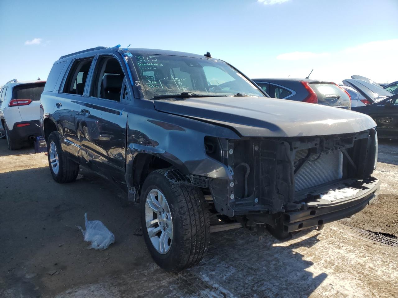 2015 Chevrolet Tahoe VIN 1GNSKBKCXFR225169 Copart auction photo, front end / side damage thumbnail 4
