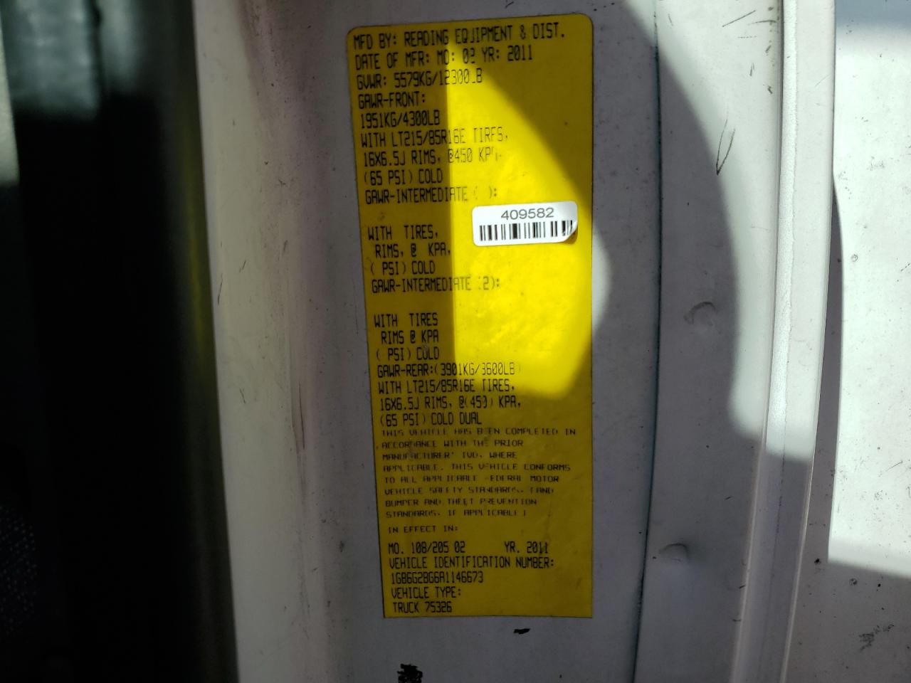 2010 Chevrolet Express VIN 1GB6G2BG6A1146673 Copart auction photo, front end / minor dent/scratches damage thumbnail 12