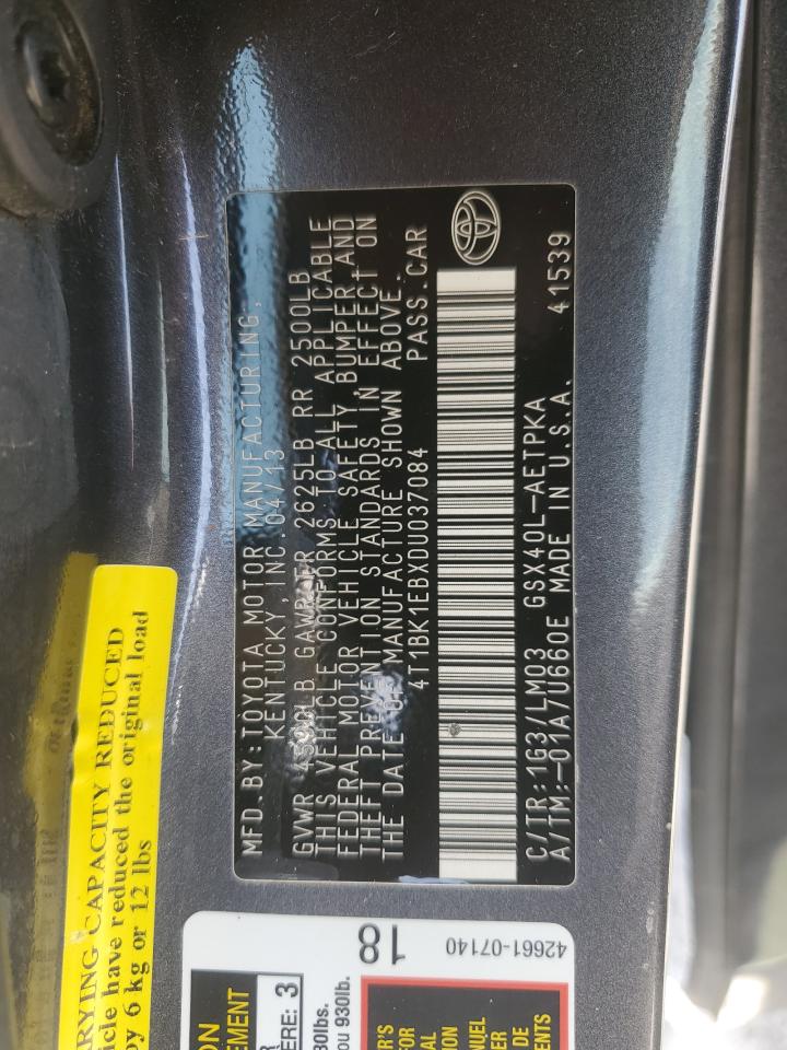 2013 Toyota Avalon VIN 4T1BK1EBXDU037084 Copart auction photo, side / minor dent/scratches damage thumbnail 12