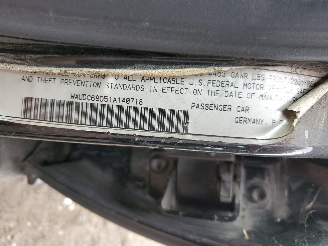 2001 Audi A4 VIN WAUDC68D51A140718 Copart auction photo, rear end / side damage thumbnail 12