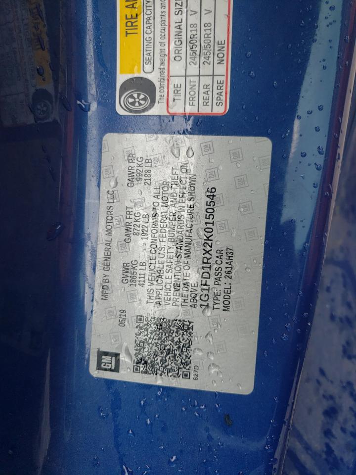 2019 Chevrolet Camaro VIN 1G1FD1RX2K0150546 Copart auction photo, front end damage thumbnail 12
