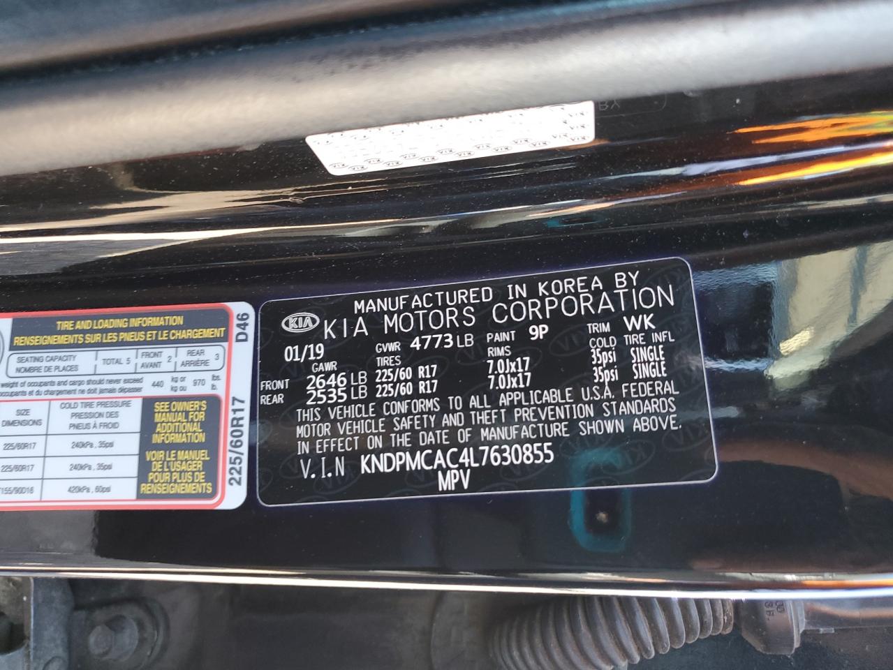 2020 KIA Sportage VIN KNDPMCAC4L7630855 Copart auction photo, rear end damage thumbnail 15
