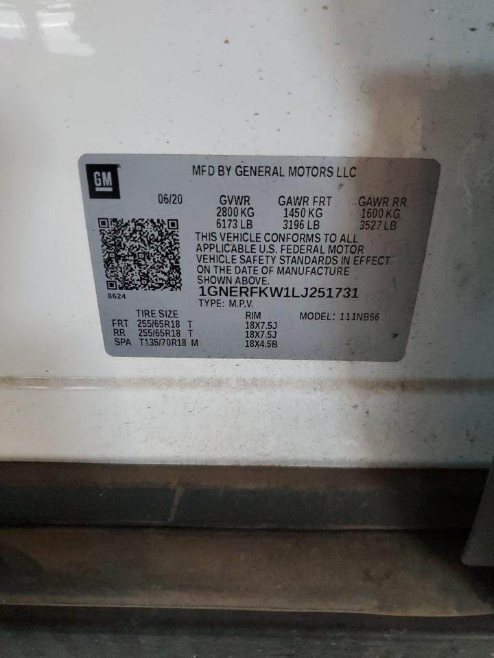 2020 Chevrolet Traverse VIN 1GNERFKW1LJ251731 Copart auction photo, front end damage thumbnail 13