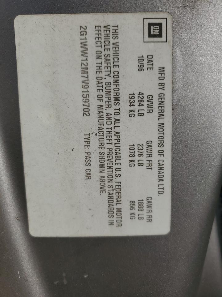 1997 Chevrolet Monte Carlo VIN 2G1WW12M7V9159702 Copart auction photo, front end / side damage thumbnail 12