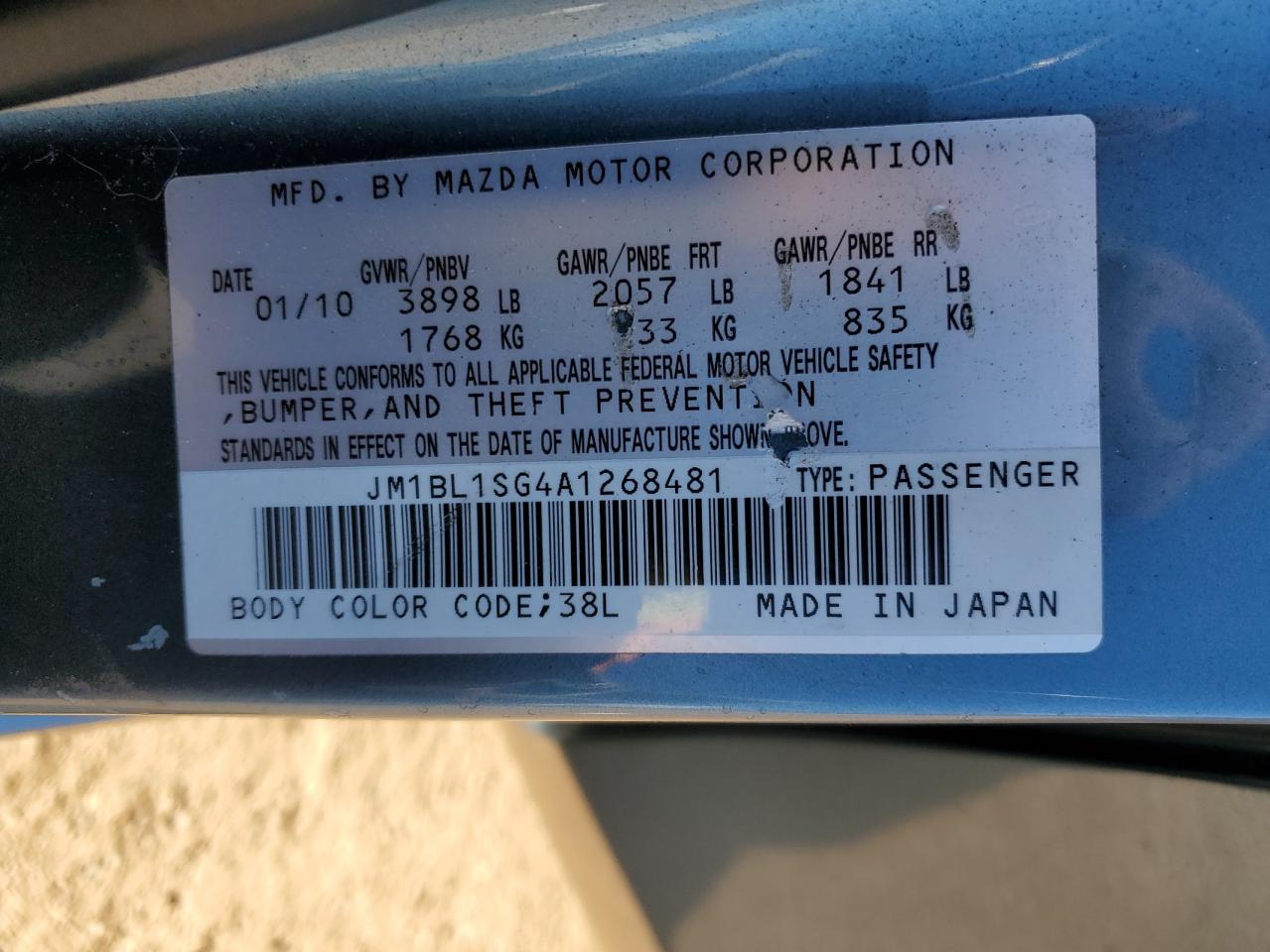 2010 Mazda 3 VIN JM1BL1SG4A1268481 Copart auction photo, front end / side damage thumbnail 14