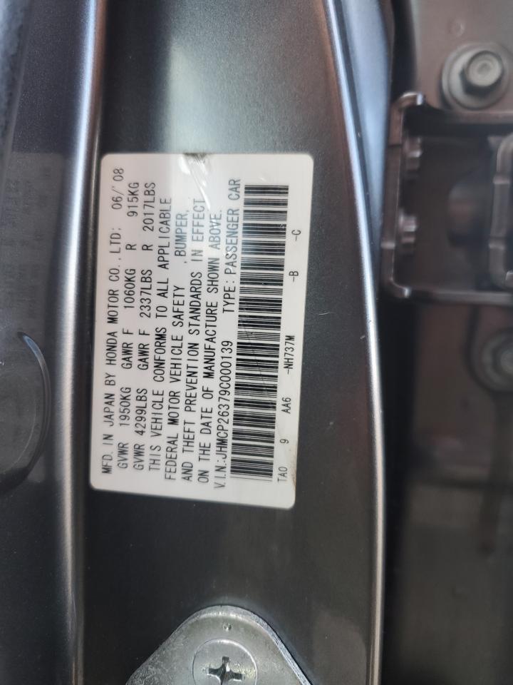 2009 Honda Accord VIN JHMCP26379C000139 Copart auction photo, all over damage thumbnail 12