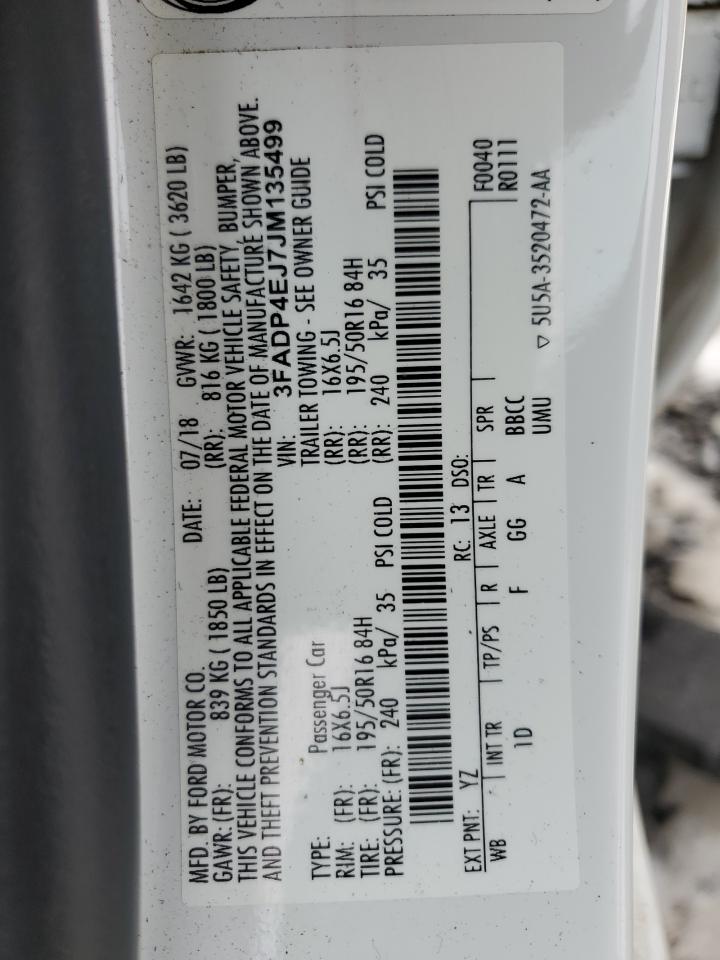 2018 Ford Fiesta VIN 3FADP4EJ7JM135499 Copart auction photo, front end damage thumbnail 12