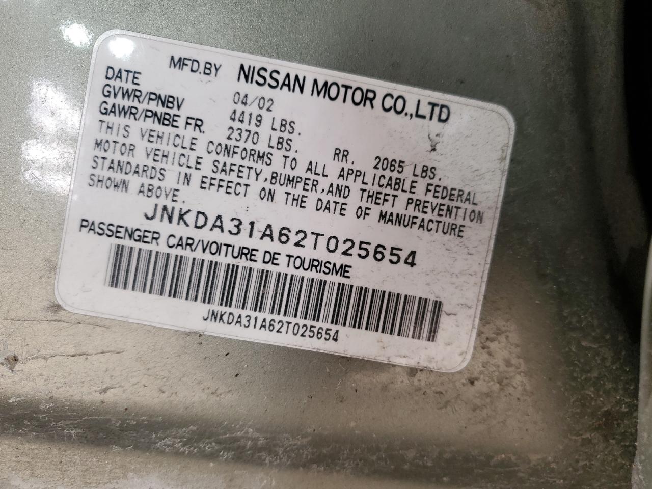 2002 Infiniti I VIN JNKDA31A62T025654 Copart auction photo, rear end damage thumbnail 12