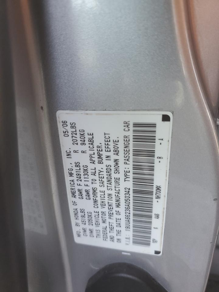 2006 Acura TL VIN 19UUA66236A050342 Copart auction photo, front end damage thumbnail 14