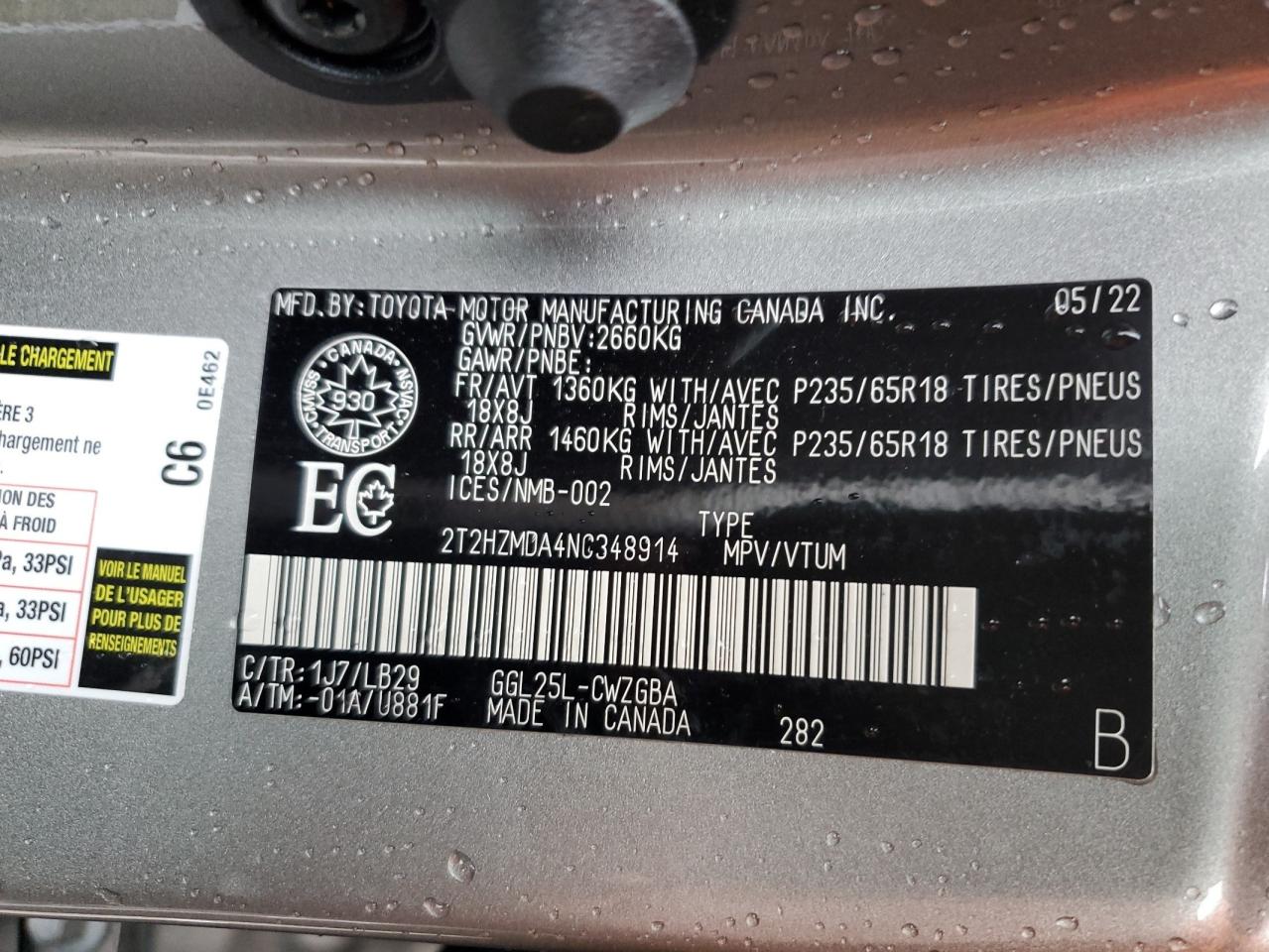2022 Lexus RX VIN 2T2HZMDA4NC348914 Copart auction photo, front end / side damage thumbnail 13
