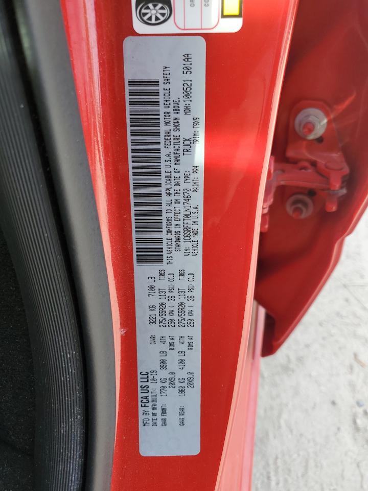 2020 RAM 1500 VIN 1C6SRFFT0LN174670 Copart auction photo, rear end / front end damage thumbnail 14