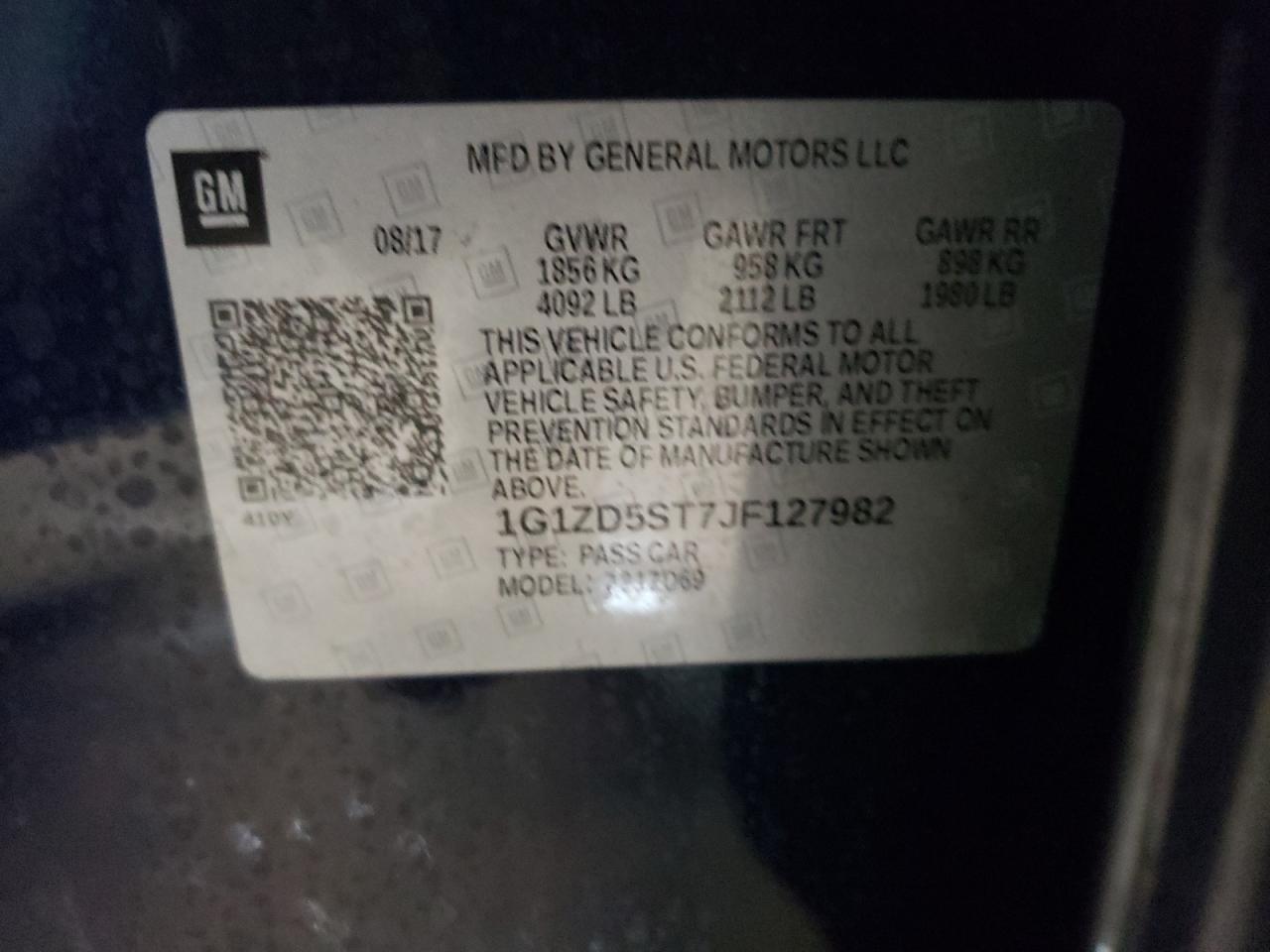 2018 Chevrolet Malibu VIN 1G1ZD5ST7JF127982 Copart auction photo, front end / side damage thumbnail 12
