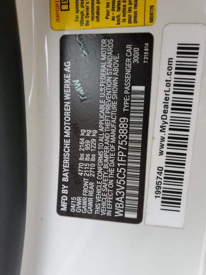 2015 BMW 4er VIN WBA3V5C51FP753889 Copart auction photo, rear end damage thumbnail 14