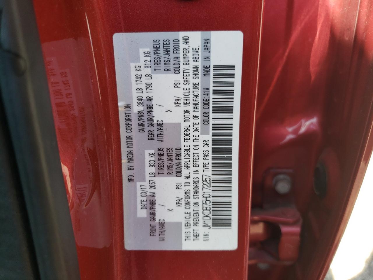 2017 Mazda CX-3 VIN JM1DKDB75H0172257 Copart auction photo, front end damage thumbnail 16