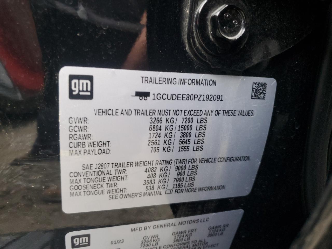 2023 Chevrolet Silverado VIN 1GCUDEE80PZ192091 Copart auction photo, rear end damage thumbnail 12