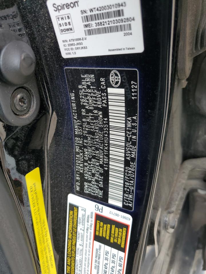 2017 Toyota Camry VIN 4T1BF1FK4HU435514 Copart auction photo, front end / hail damage thumbnail 14
