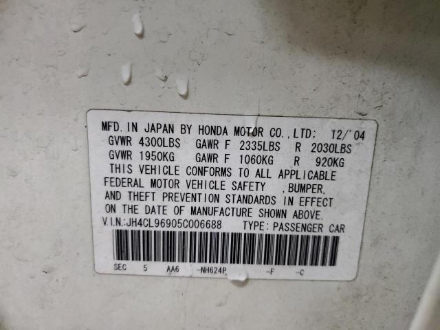 2005 Acura TSX VIN JH4CL96905C006688 Copart auction photo, rear end / front end damage thumbnail 12