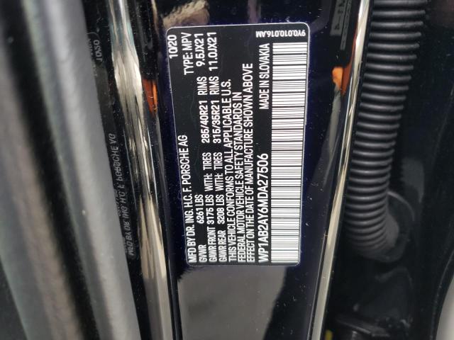 2021 Porsche Cayenne VIN WP1AB2AY6MDA27506 Copart auction photo, front end / side damage thumbnail 12