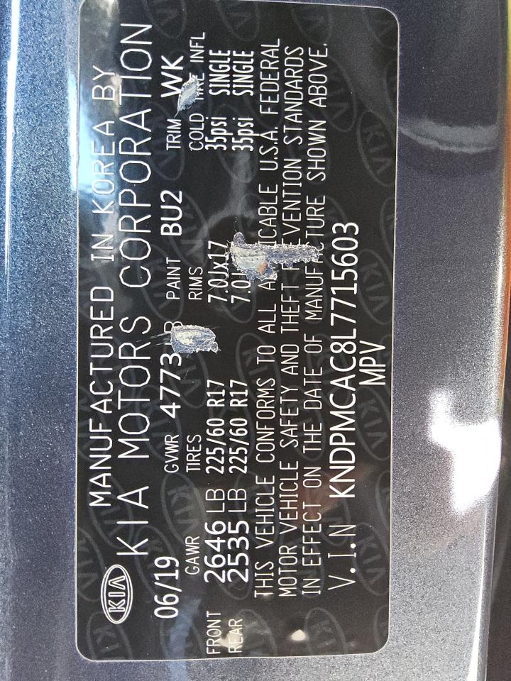 2020 KIA Sportage VIN KNDPMCAC8L7715603 Copart auction photo, front end damage thumbnail 14