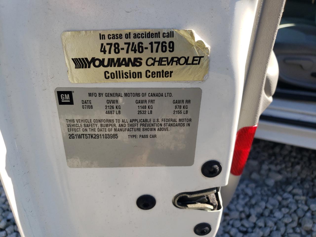 2009 Chevrolet Impala VIN 2G1WT57K291103985 Copart auction photo, side / minor dent/scratches damage thumbnail 12