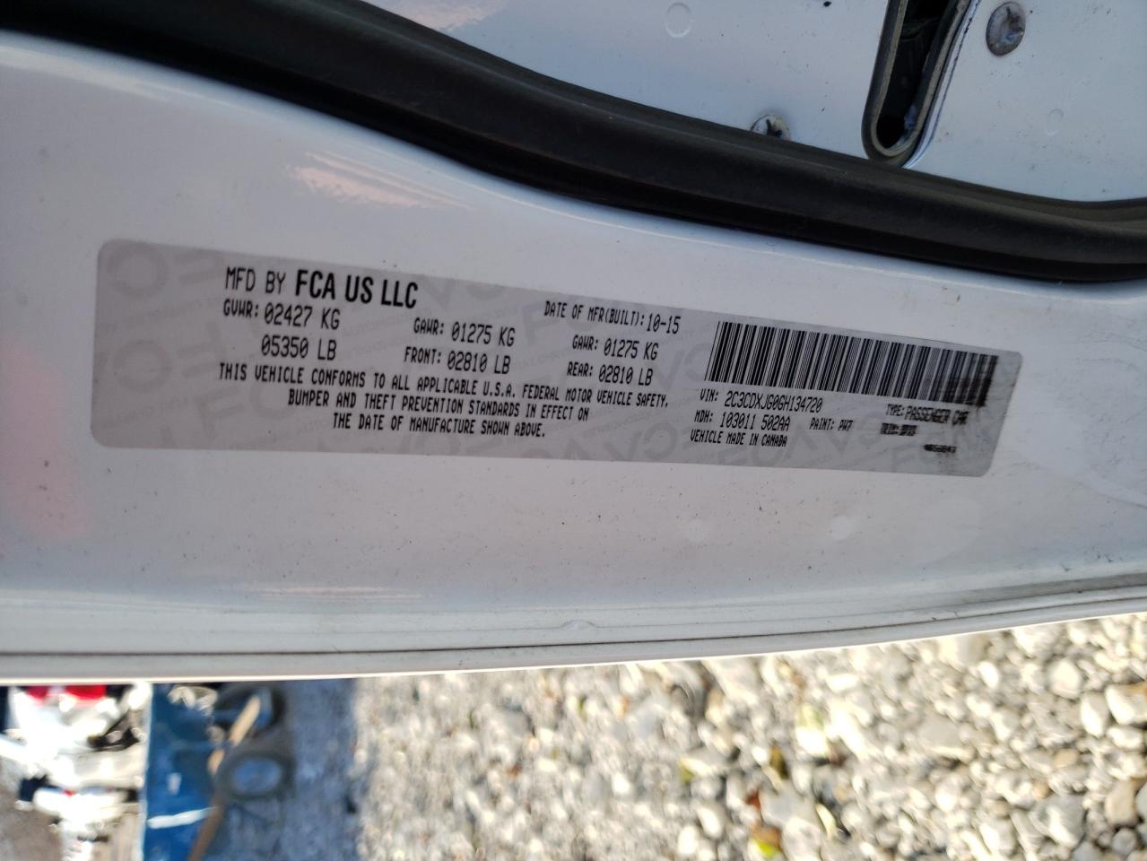 2016 Dodge Charger VIN 2C3CDXJG0GH134720 Copart auction photo, front end / side damage thumbnail 12