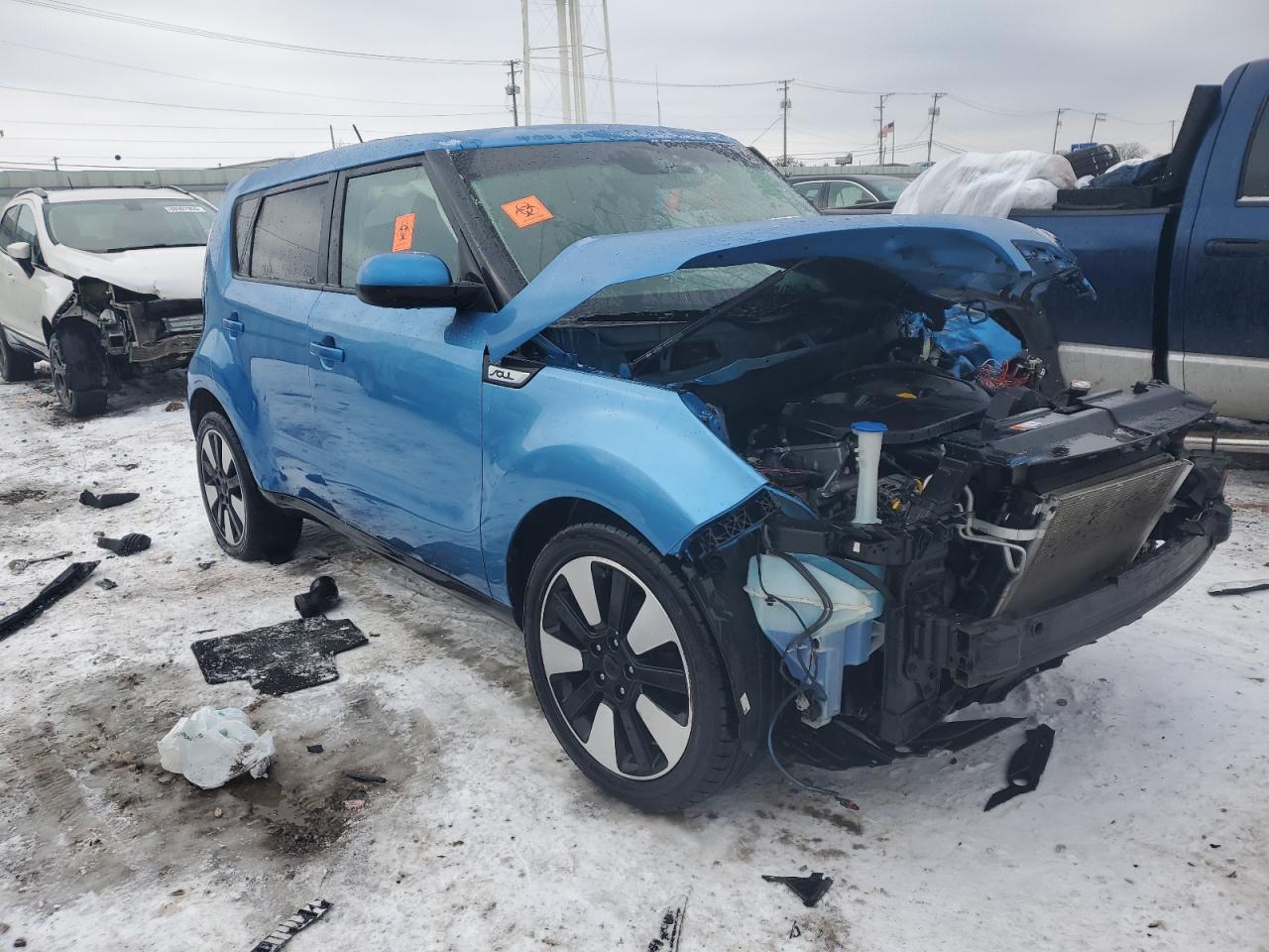 2016 KIA Soul VIN KNDJP3A51G7409265 Copart auction photo, front end / side damage thumbnail 4
