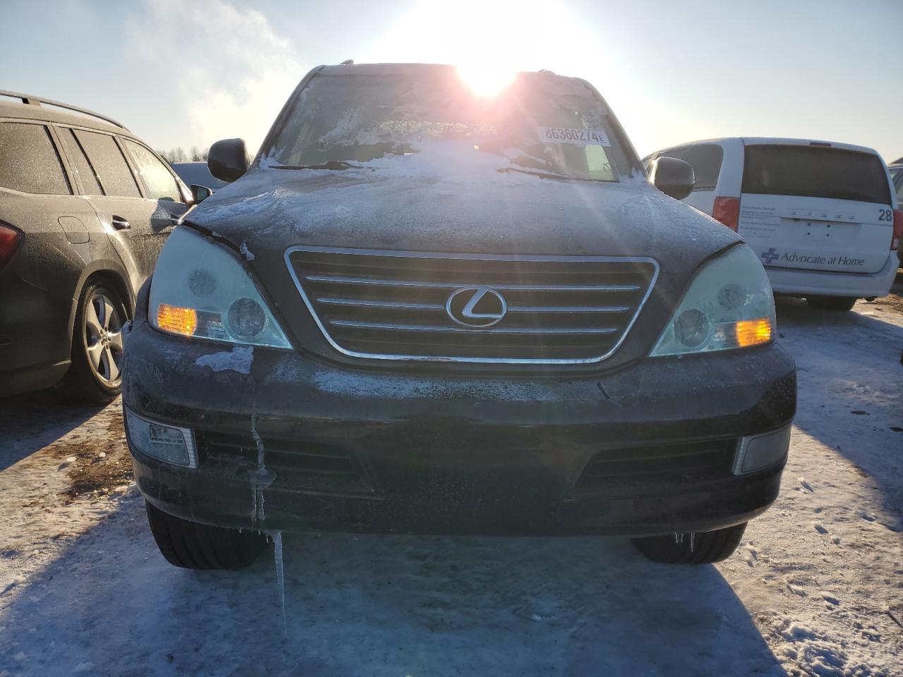 2004 Lexus GX VIN JTJBT20X540055443 Copart auction photo, front end / side damage thumbnail 5